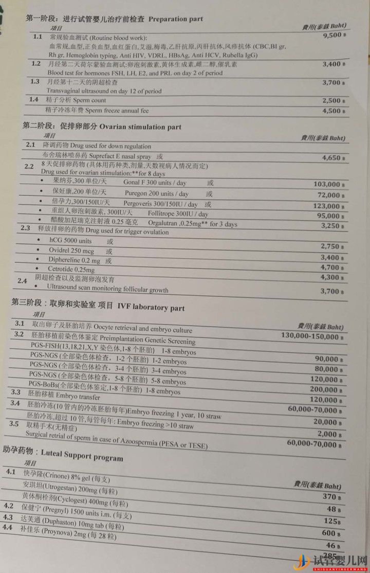 泰国试管婴儿收费明细(图1) 泰国试管婴儿收费明细(图1)