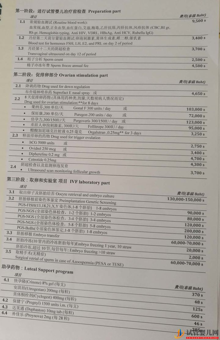 泰国试管婴儿收费明细(图2) 泰国试管婴儿收费明细(图2)